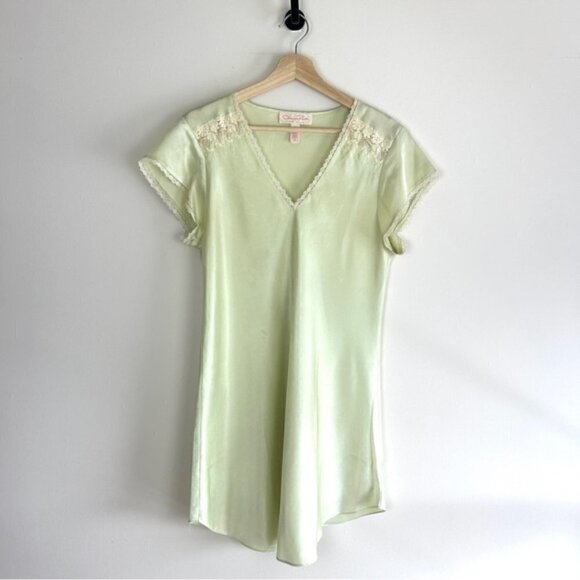 Vintage Oscar De La Renta Green Lace Night Gown - Picture 1 of 7